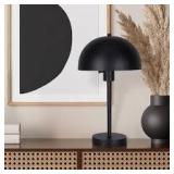 Hampton Bay Corbin 17.5 in. Black Modern Table Lamp with Black Metal Shade and AC Outlet on Base  Customer Returns See Pictures
