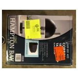 Hampton Bay Corbin 17.5 in. Black Modern Table Lamp with Black Metal Shade and AC Outlet on Base  Customer Returns See Pictures