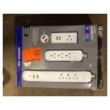Commercial Electric 4 ft. Multiple Outlet and Wall Mounted Surge Protector Set (3-Pack)   Customer Returns See Pictures