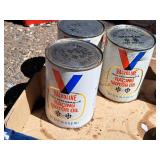 Lot of (3) Valvoline Racing Motor Oil Quart Metal Cans (full)