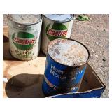 (2) Castrol 2-Cycle Motor Oil Cans and (1) Target Heavy Duty Motor Oil Can (both full)