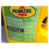 Lot of (1) Pennzoil Premium Outboard  & Multi-Purpose 2-Cycle Oil 1-Gallon Plastic Bottle