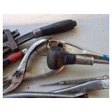 Lot of (7) Assorted Hand Tools - Pipe Wrenches, Picks, Pliers, Pry Bar