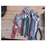 Lot of (8) Assorted Hand Tools - Adjustable Wrenches, Cutters, Pliers