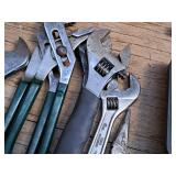 Lot of (8) Assorted Hand Tools - Adjustable Wrenches, Cutters, Pliers