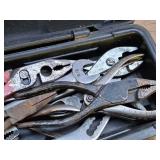 Lot of  Assorted Hand Tools - Pliers, Screwdrivers, Assorted Wrenches, Cutters with Plastic Case