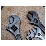 Lot of (4) Assorted Adjustable Wrenches