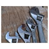 Lot of (4) Assorted Adjustable Wrenches