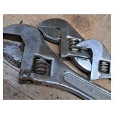 Lot of (3) Assorted Adjustable Wrenches