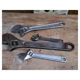 Lot of (4) Assorted Adjustable Wrenches