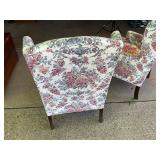 Pair of Queen Anne Style Floral Armchairs