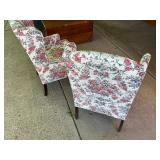 Pair of Queen Anne Style Floral Armchairs