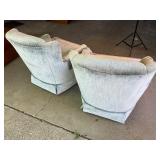Pair of Blue/Gray Crushed Velvet Lounge Chairs