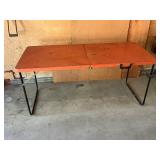 Vintage Orange Metal Folding Table