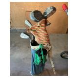 Two Sets of Vintage Golf Clubs with Bags and Cart