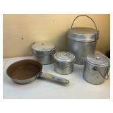 Vintage Aluminum Nesting Camp Cooking Pots and Pan Set