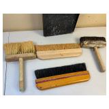 Antique Metal Dustpan and Hand Brooms/Paint Brushes