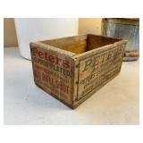 Vintage Wood Peters Ammo Box with Enamel Bucket