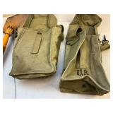 Dated 1943 US Army Canvas Bags and Vintage Army Shovel