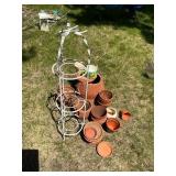 Terracotta Planter Lot with Metal Plant Stand