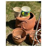 Terracotta Planter Lot with Metal Plant Stand