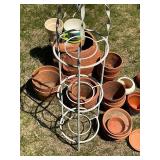 Terracotta Planter Lot with Metal Plant Stand