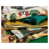 Christmas Tablecloth Lot Plus Curtains