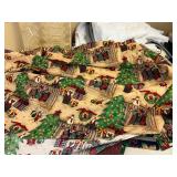 Christmas Tablecloth Lot Plus Curtains