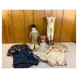 Antique German JDK & Bisque Porcelain Dolls with Clothes