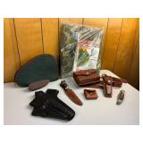 Vintage Gun Holster Ammo and Buck Knife Belt Hunting Lot
