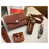 Vintage Gun Holster Ammo and Buck Knife Belt Hunting Lot