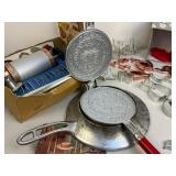 Vintage Oven Top Scandinavian Krumkake Iron, Cookie Press and Cutter Lot