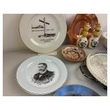 Misc. Vintage Plates, Glass Divided Serving Tray, Canisters