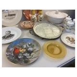 Misc. Vintage Plates, Glass Divided Serving Tray, Canisters
