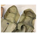 Dated 1943 US Army Canvas Bags and Vintage Army Shovel