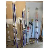 Four Sets of Vintage Skis & Poles