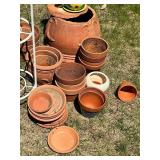 Terracotta Planter Lot with Metal Plant Stand