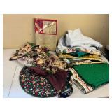 Christmas Tablecloth Lot Plus Curtains