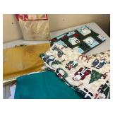 Christmas Tablecloth Lot Plus Curtains