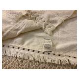 King Size Quilt with Matelasse Fringe Blanket, plus Vintage Throw Blanket