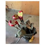 Two Sets of Vintage Golf Clubs with Bags and Cart