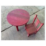 Red Wood Childs Table and Chair