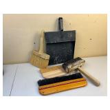 Antique Metal Dustpan and Hand Brooms/Paint Brushes