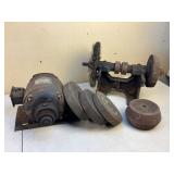 Antique Bench Grinder and Grinding Wheels