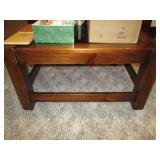 Square glass top wood Coffee table ...