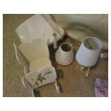 Vintage bean bag chairs, table lamp...