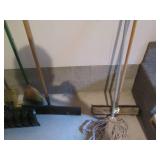 Lot of shovels, brooms, mop and a y...