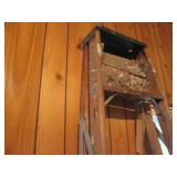 Metal step ladder with wood folding ladder