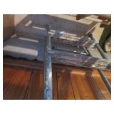 Metal step ladder with wood folding ladder