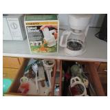 2 Drawers of kitchen utinsels, a sa...
